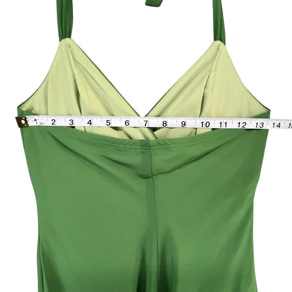 Trixxi Y2K Halter Dress Size XS Green Asymmetrical Hem Forest Fairy Whimsical - Picture 8 of 14
